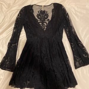 Free People Black Lace Mini Dress